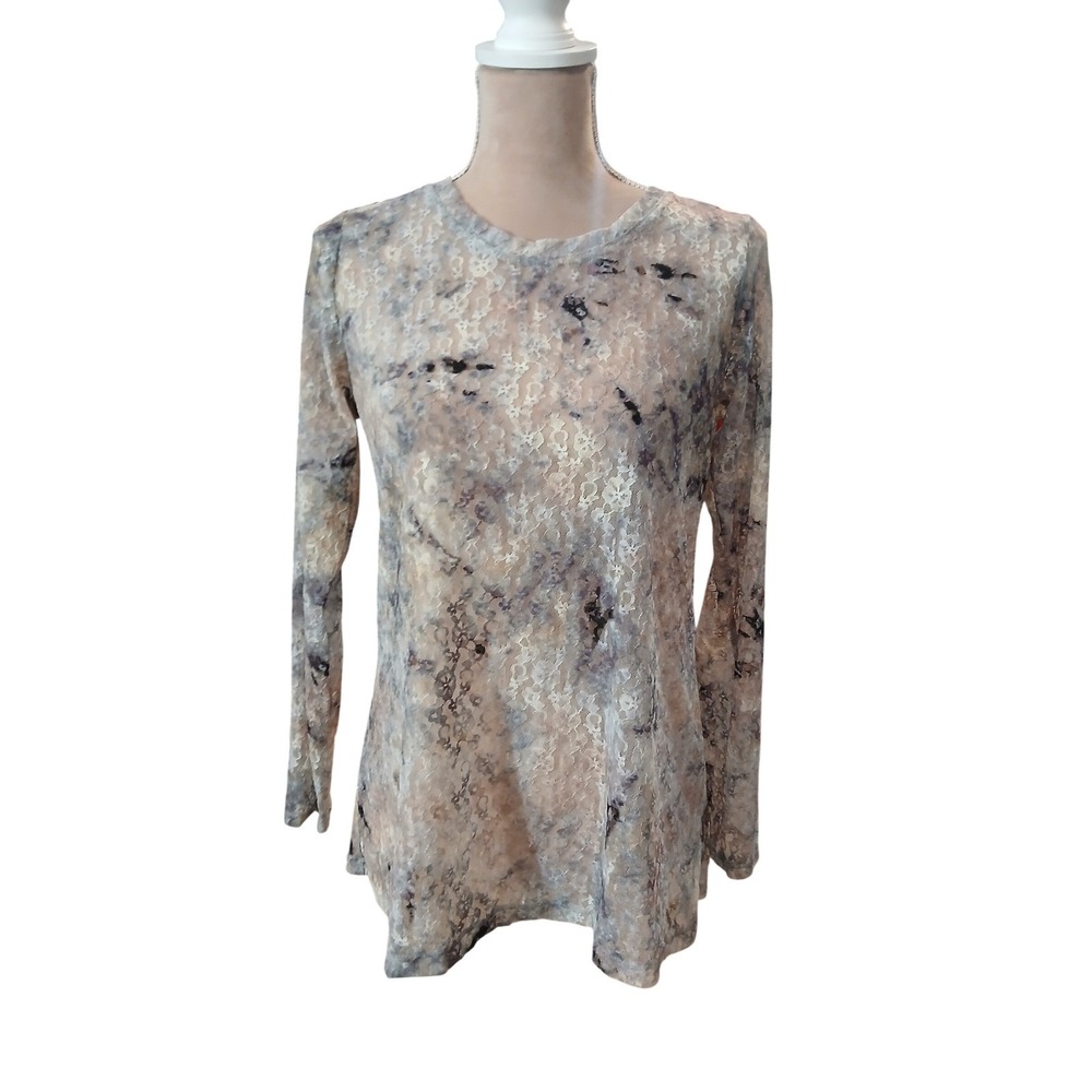 LOGO Layers Women's Lace Dainty Print Long Sleeve Small Mesh Coquette
